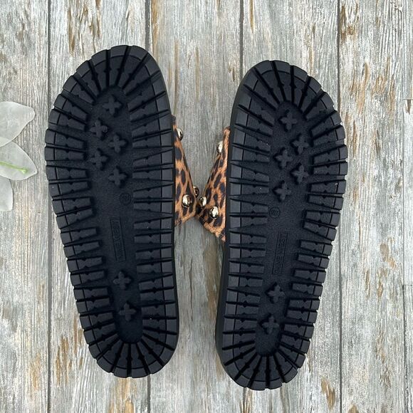 Women’s Leopard Print Studded Slides Sandals Shoes Size 9 - Picture 5 of 8